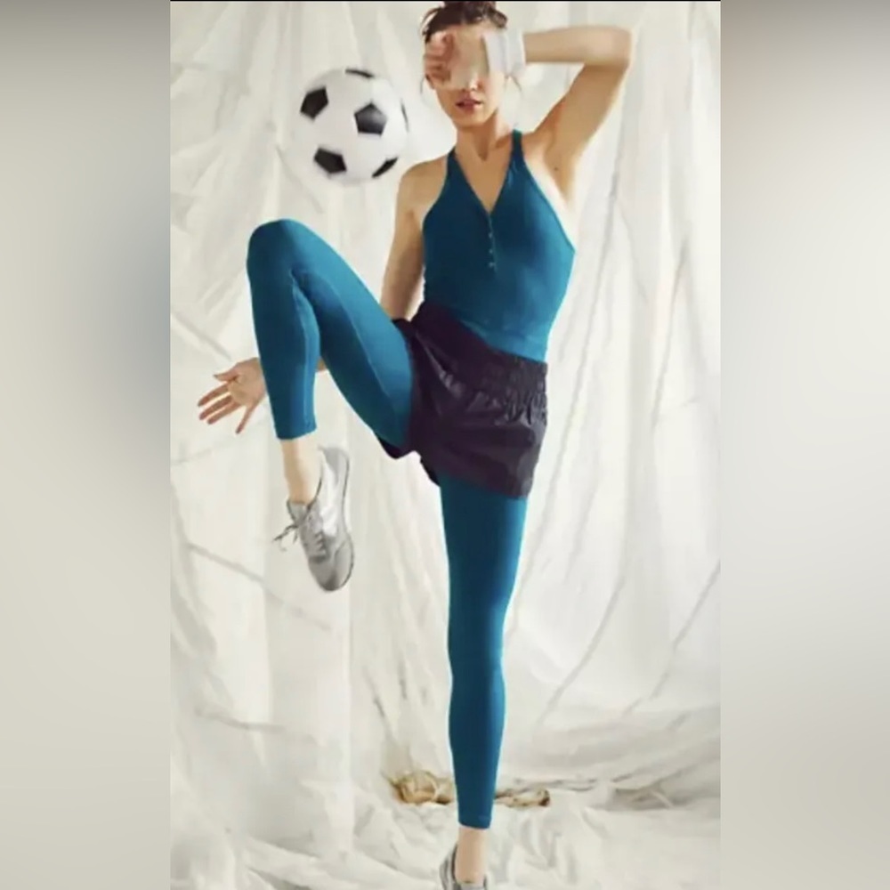 Free People Movement Happiness Runs Henley Green Performance Jumpsuit sz XS/S - Picture 2 of 8